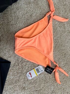 Solid Coral Tie-Side Bikini Bottom new medium side ties